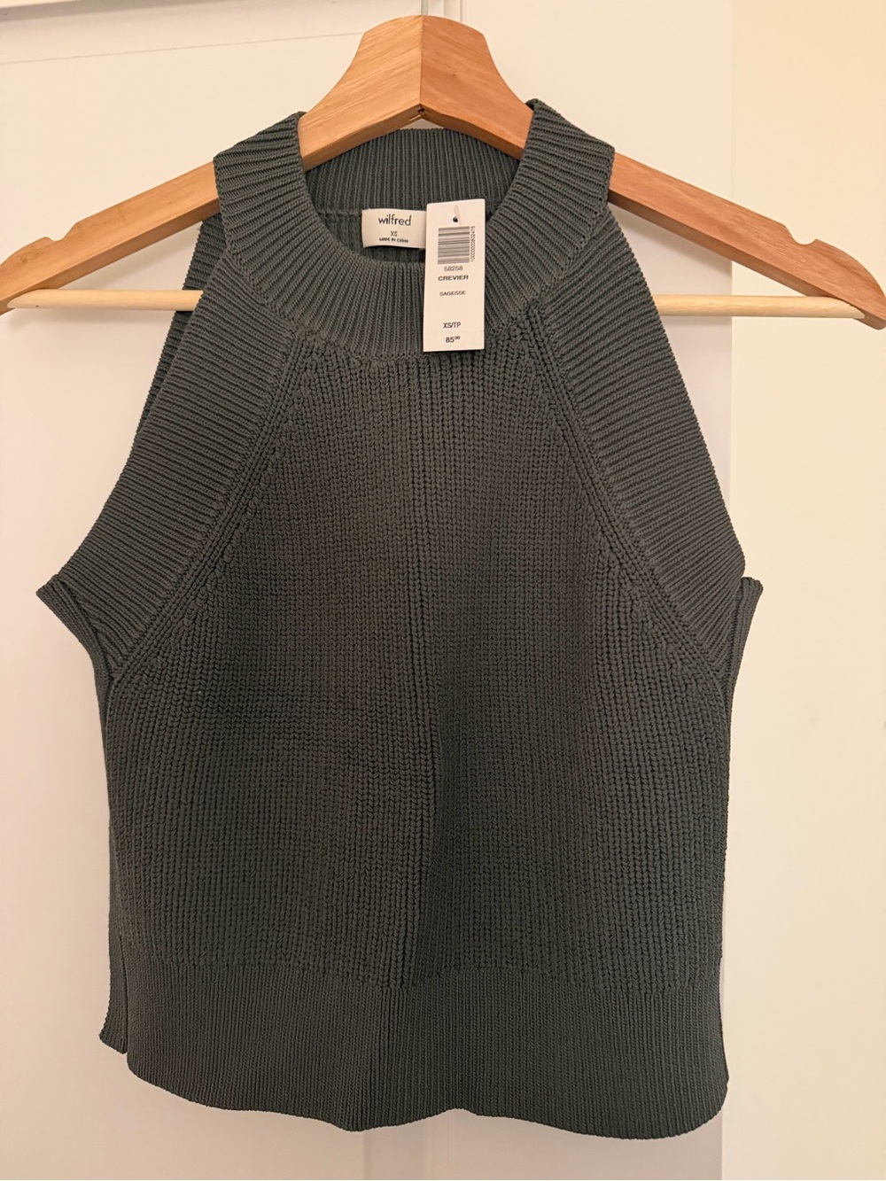 Wilfred Olive Knit High-Neck Sleeveless Top